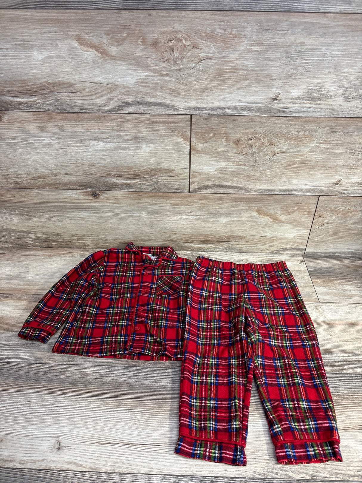 Little Me 2pc Plaid Coat Style Pajama Set Red sz 24m
