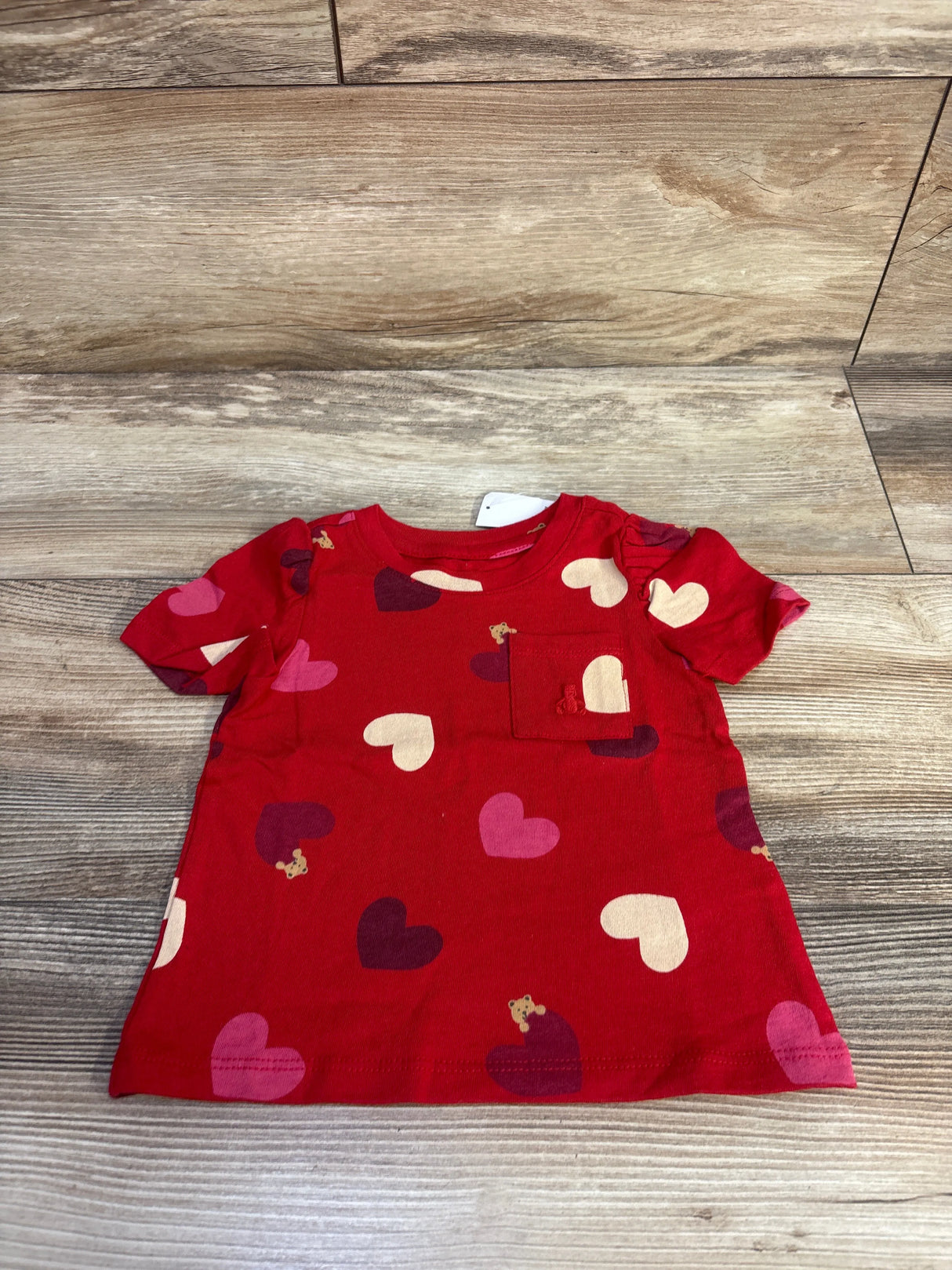 NEW Baby Gap Puff Sleeve Pocket Shirt Red sz 6-12m