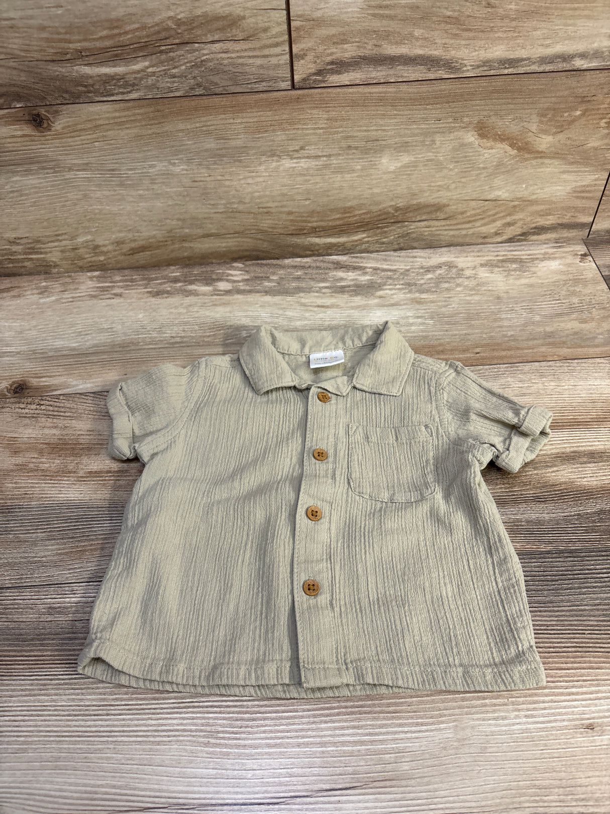 Little Co Button-Up Shirt Green sz 9m