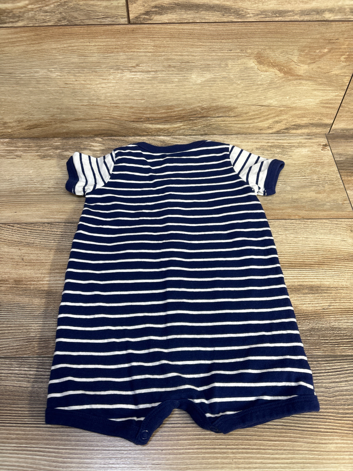 Carter's Striped Button Front Shortie Romper Navy sz 12m
