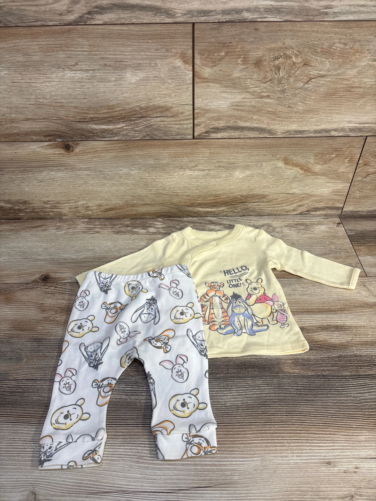 Disney Baby 2pc Hello Little One Shirt & Pants Set Yellow sz 0-3m