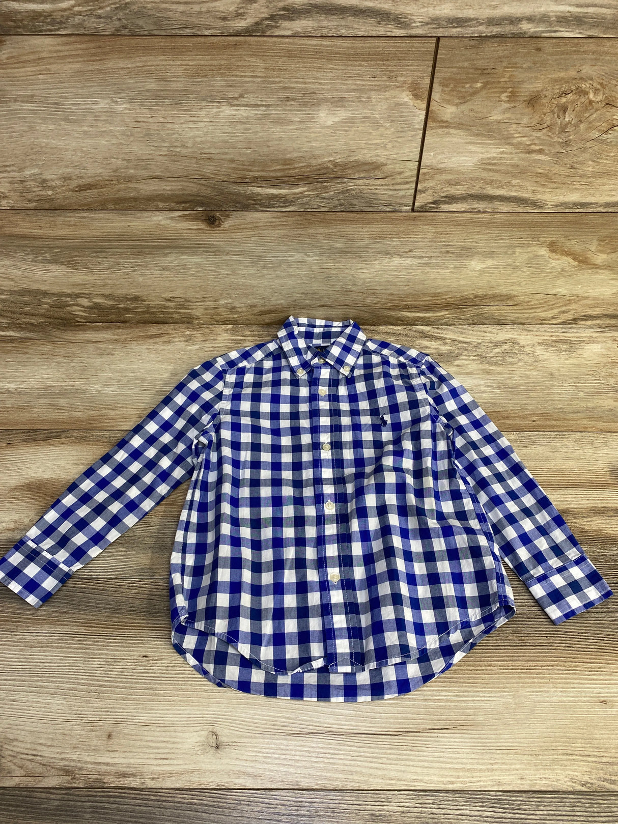 Ralph Lauren Gingham Button Down Shirt Blue sz 4T - Me n Mommy To Be