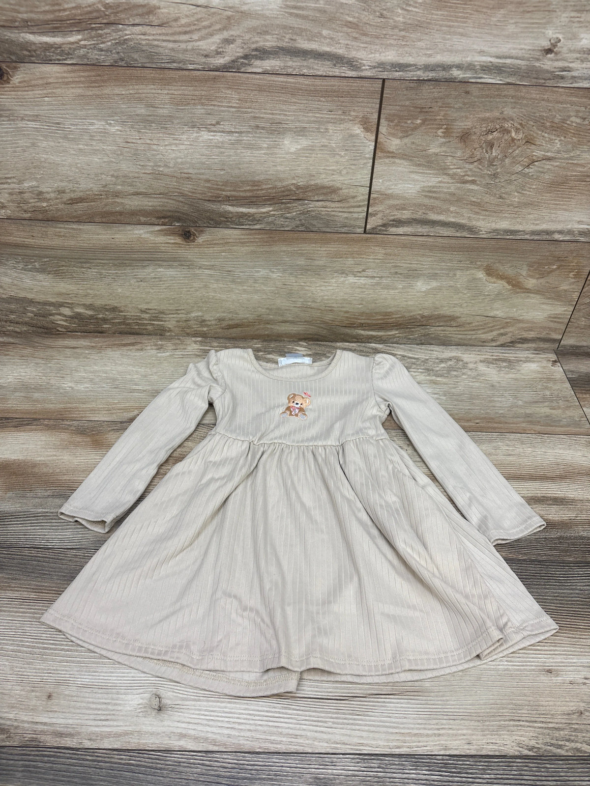 Emma & Elsa Embroidered Long Sleeve Dress Tan sz 2T