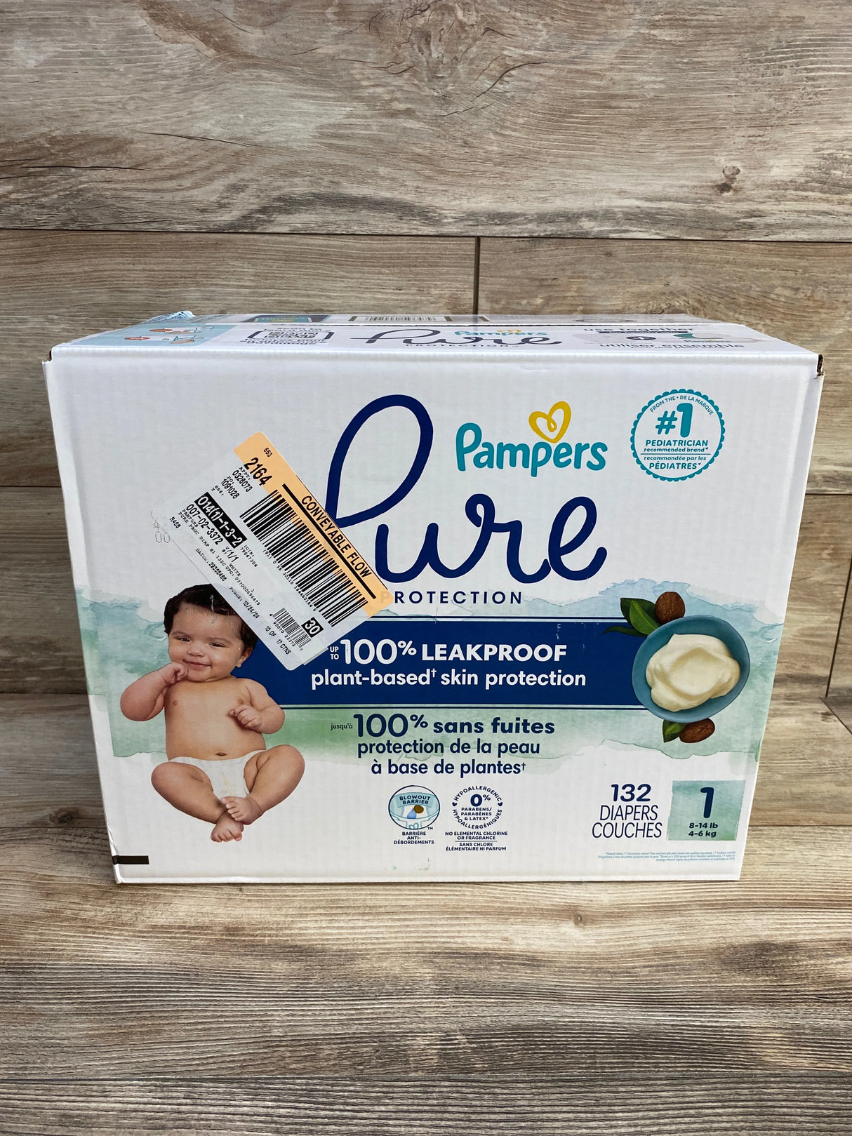 NEW Box of Pampers Pure Protection Diapers, 132ct. Size 1 - Me n Mommy To Be