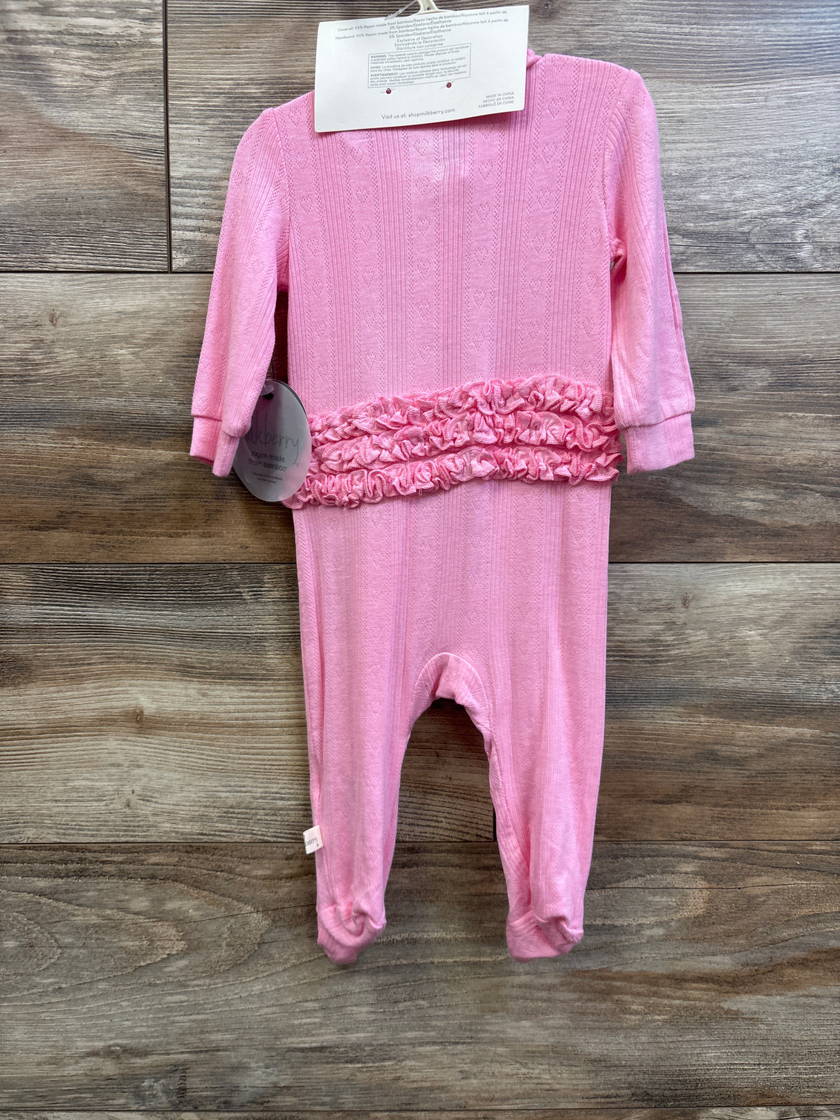 NEW Milkberry 2pc Bamboo Ruffle Sleeper & Headband Set Pink sz 0-3m