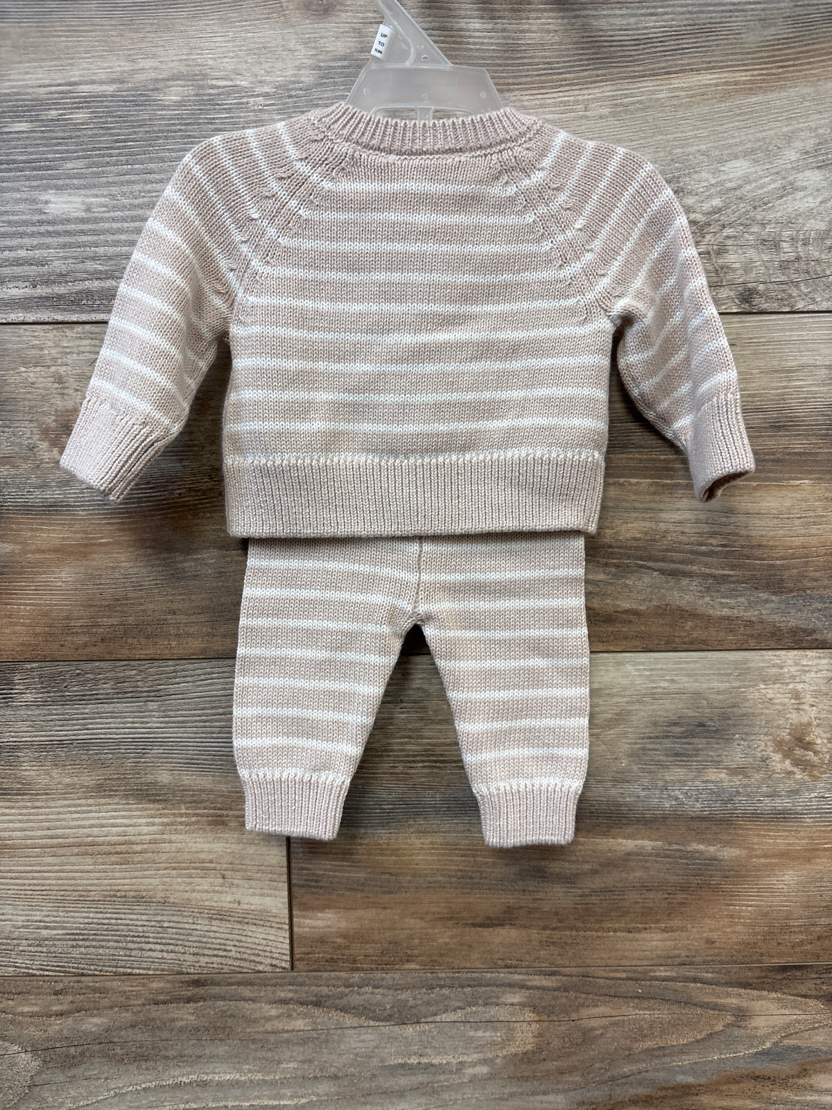 NEW Children's Place 2pc Striped Knit Button-Up Sweater & Pants Set Beige sz Newborn