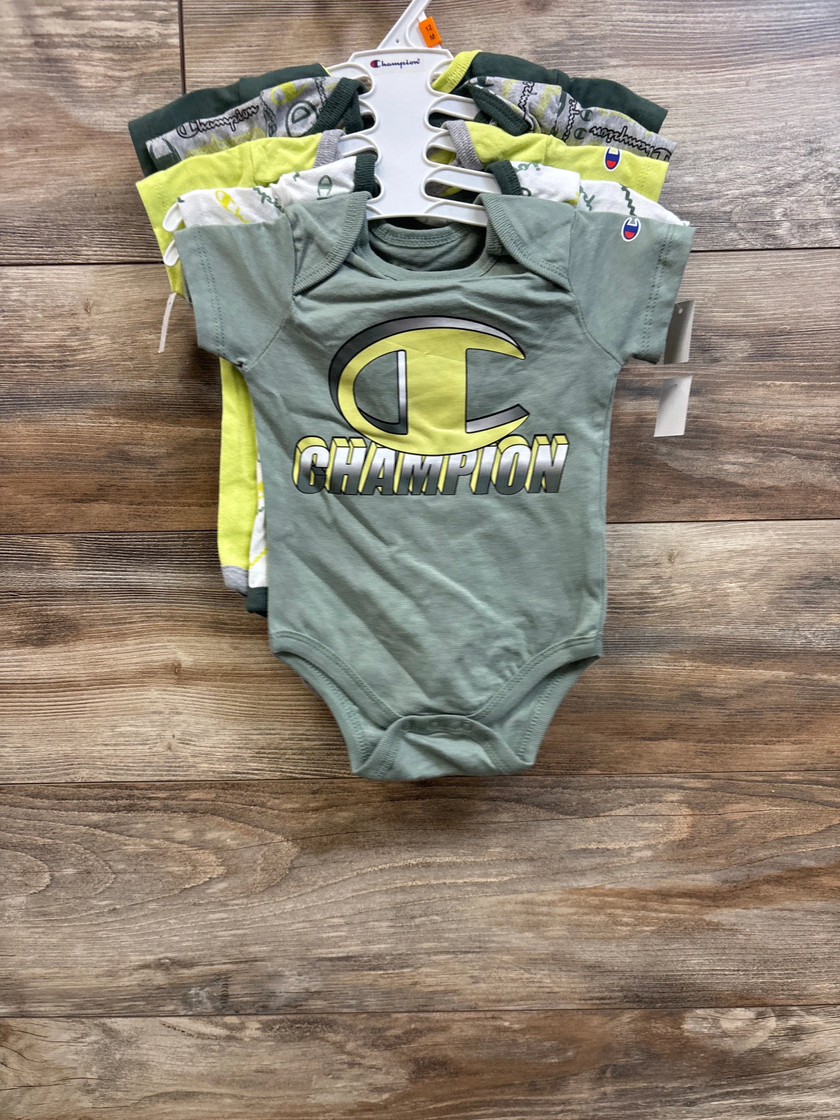 NEW Champion 5pk Bodysuits Green sz 12m