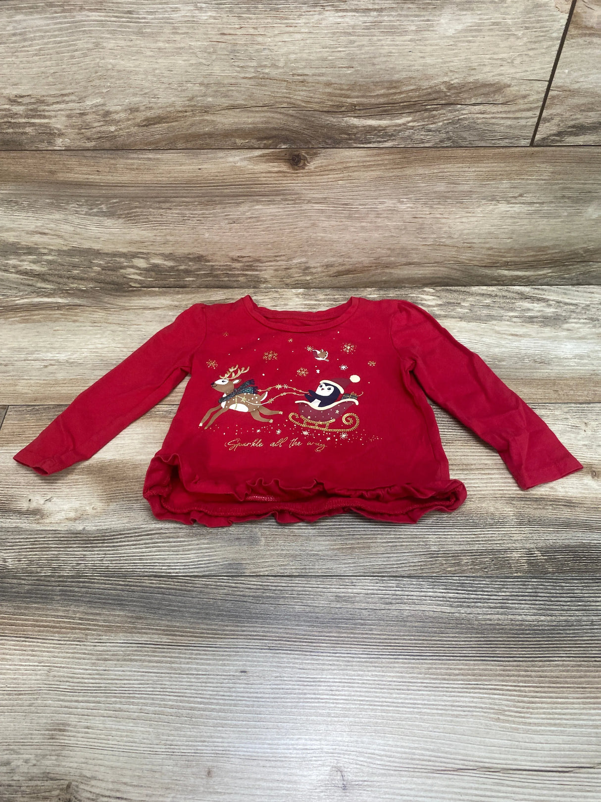 C&A Happy Girls Club Sparkle All The Way Shirt Red sz 12m - Me n Mommy To Be