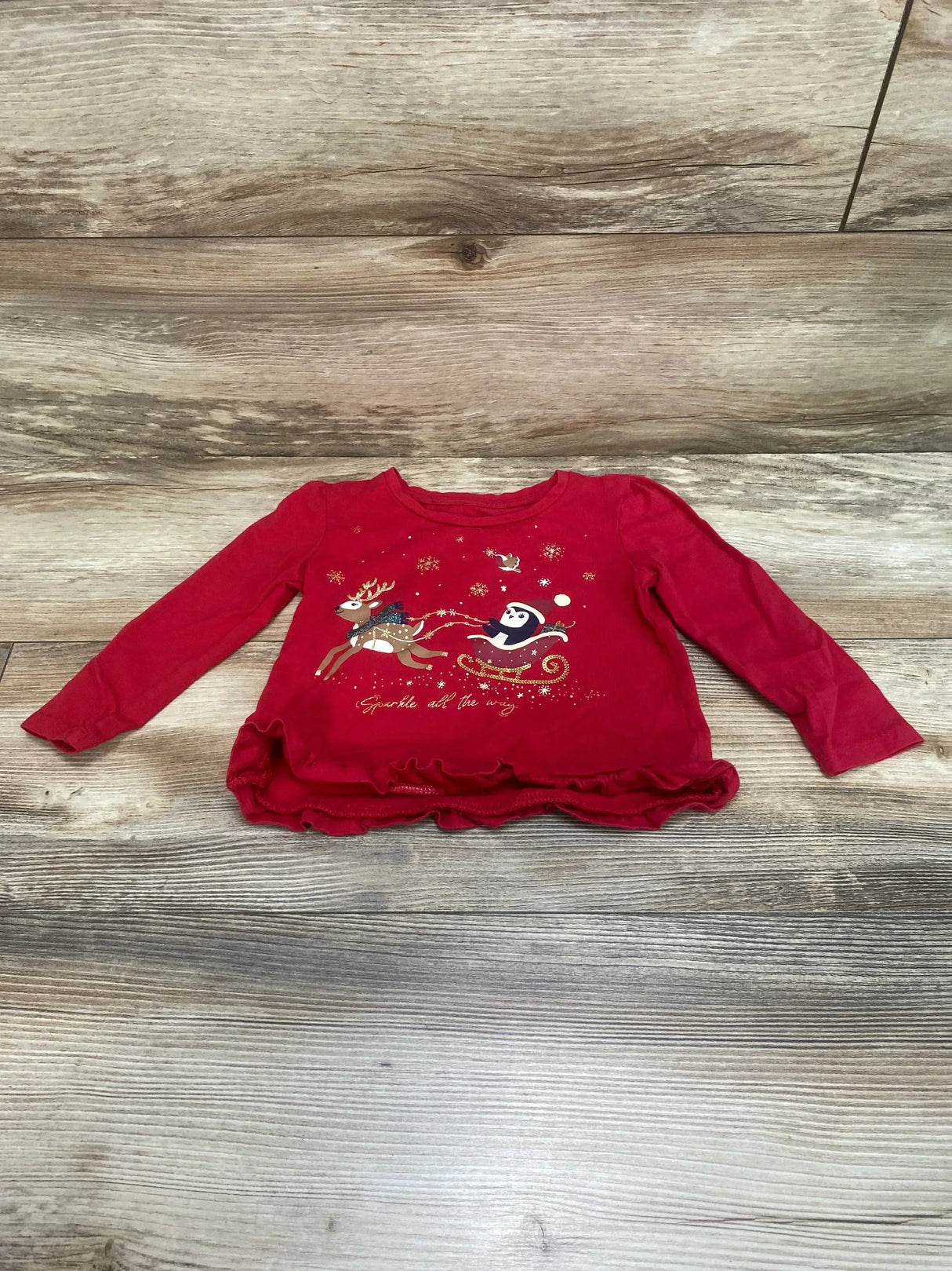 C&A Happy Girls Club Sparkle All The Way Shirt Red sz 12m - Me n Mommy To Be