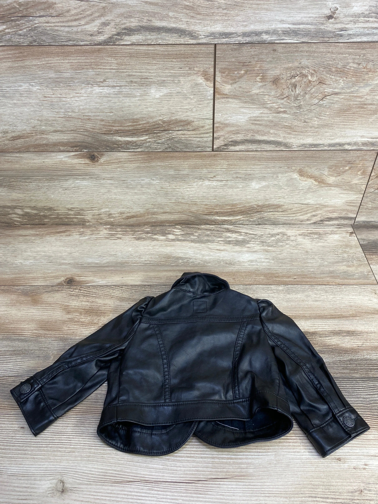 Baby Gap Puff Sleeve Vegan Leather Jacket Black sz 6-12m