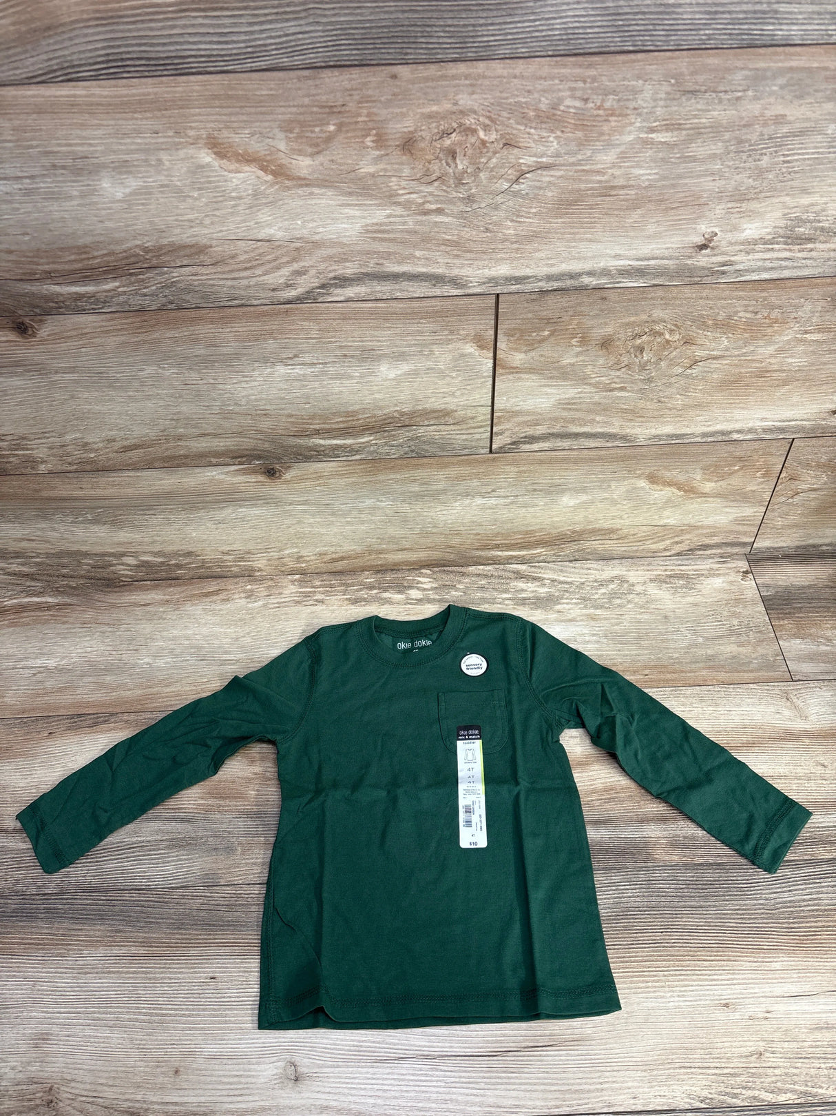 NEW Okie Dokie Solid Green Pocket T-shirt sz 4T