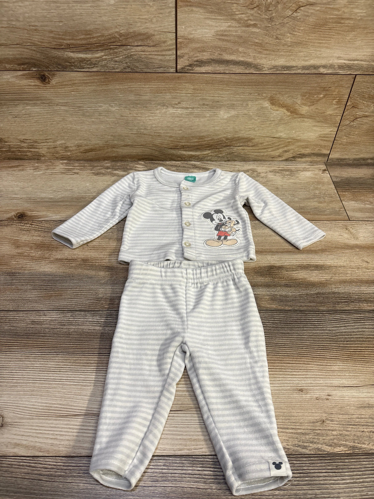 Disney Baby 2pc Mickey Mouse Velour Shirt & Pants Set White sz 0-3m