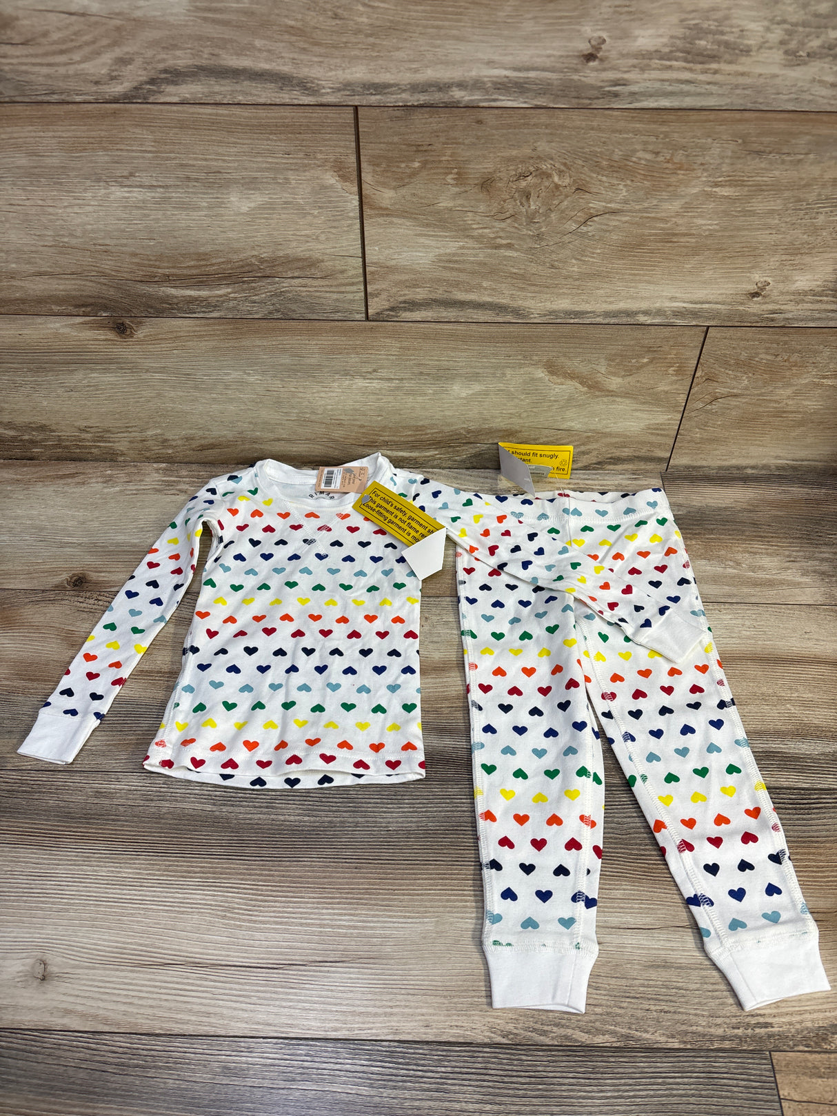 NEW Primary 2pc Heart Print Pajama Set White sz 2-3T