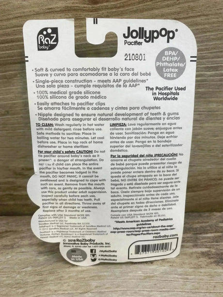 NEW Raz Baby JollyPop Pacifiers 2Pk sz 3m+ - Me n Mommy To Be