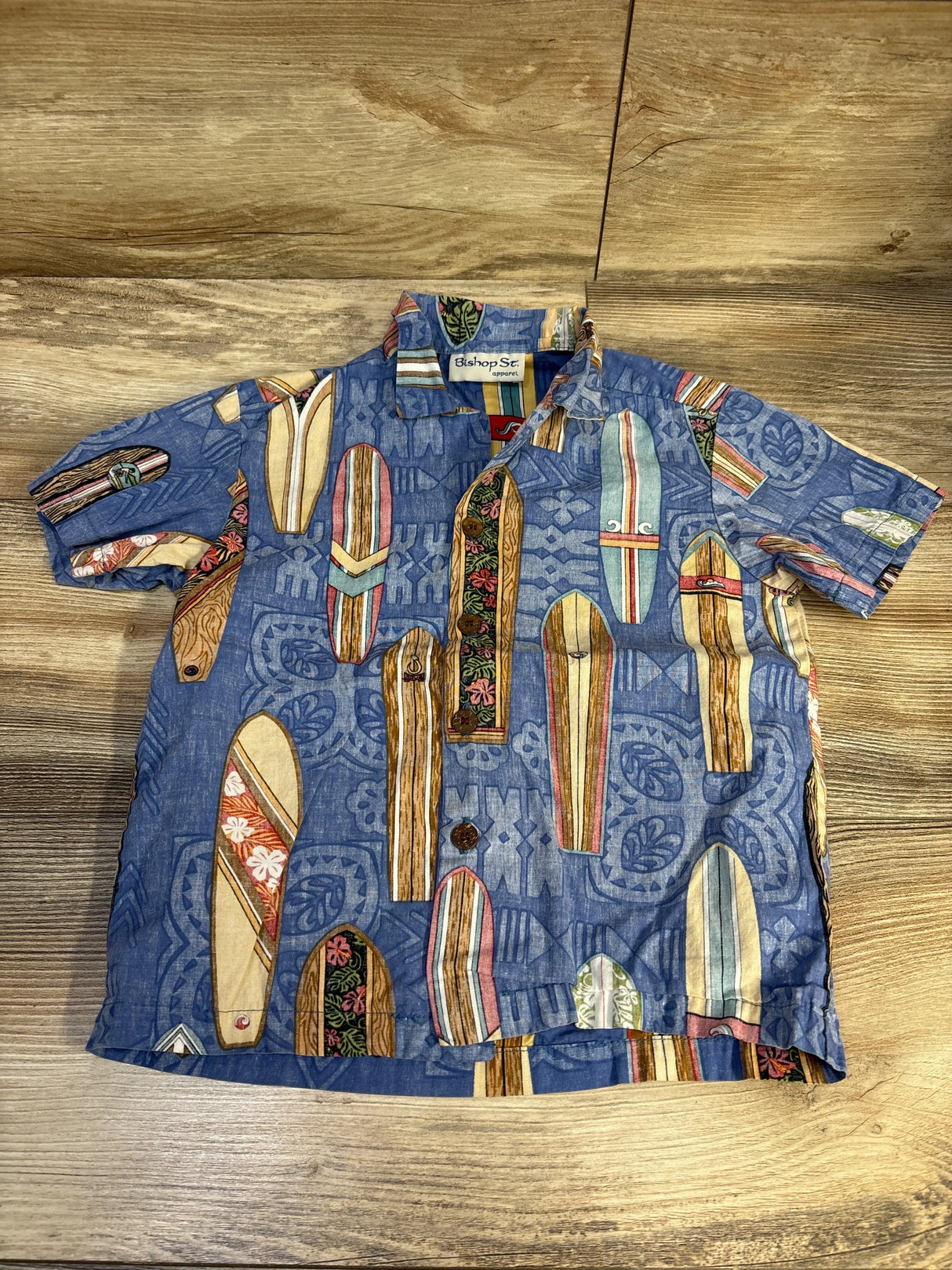 Bishop St. Hawiian Short Sleeve Surf Shirt Blue sz 5T