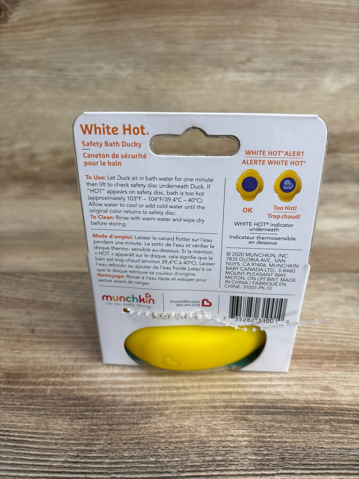 NEW Munchkin White Hot Safety Bath Ducky Yellow