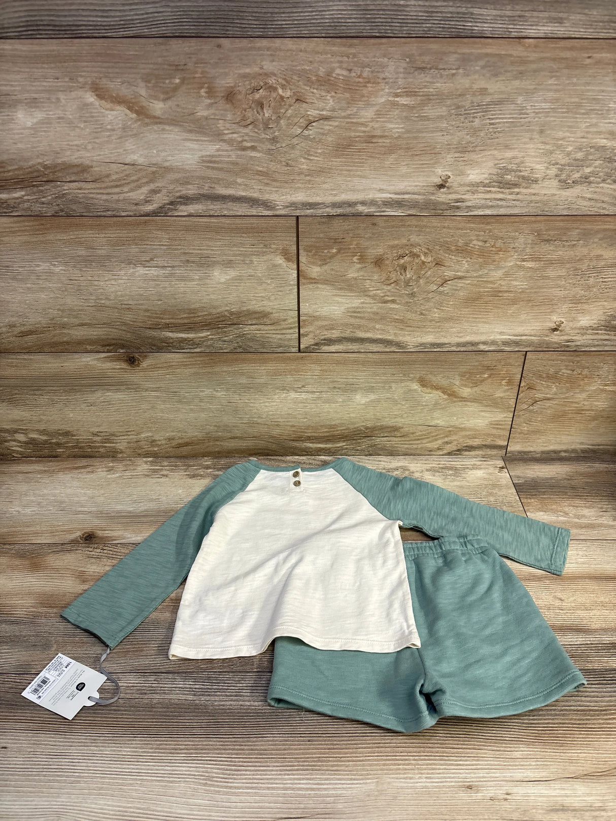 NEW Cloud Island 2pc Tiny Human Shirt & Shorts Set Ivory sz 18m