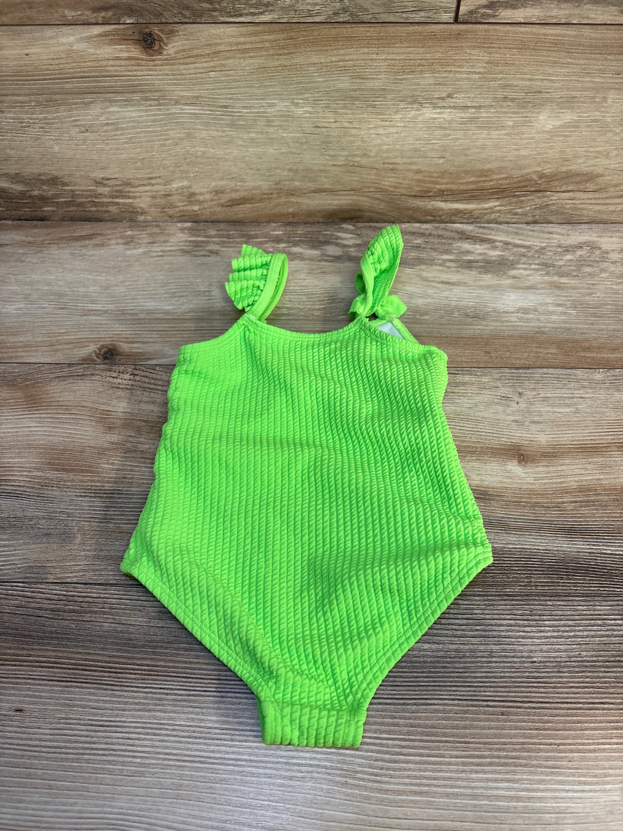 Shein 1pc Cut-Out Textured Swimsuit Green sz 18-24m