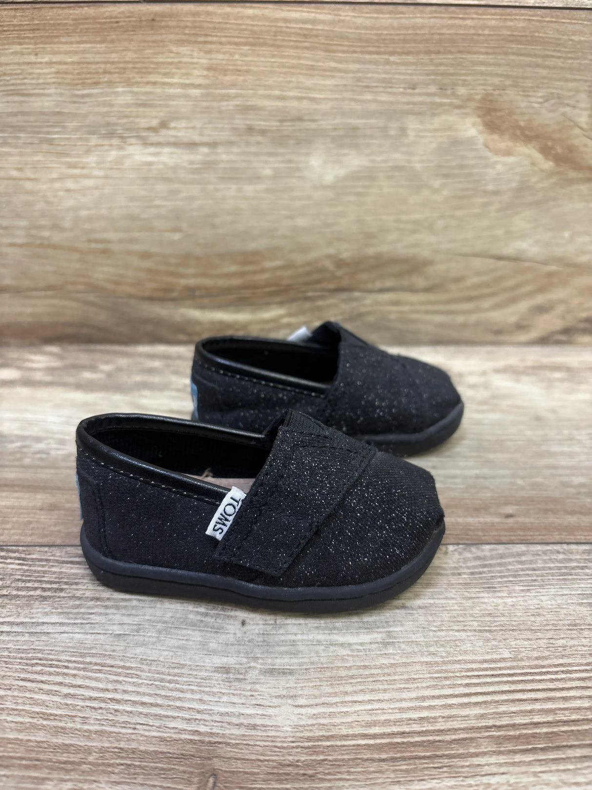 Toms Tiny Alpargata Shoes Black sz 4c