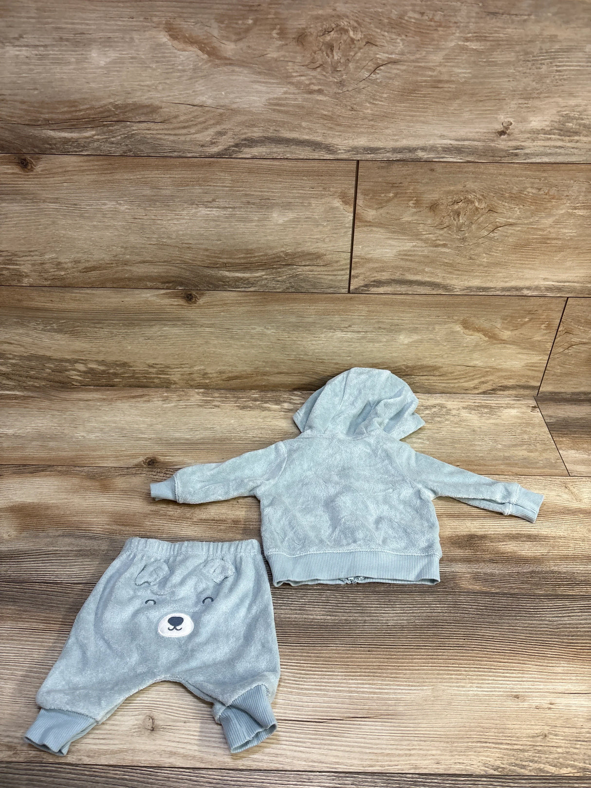 Carter's 2pc Terry Cloth Full Zip Hoodie & Pants Blue sz Newborn