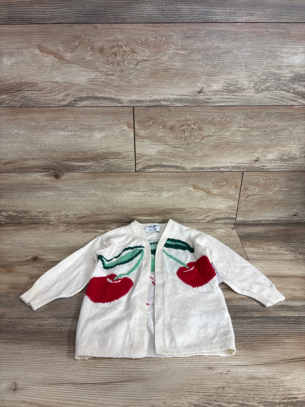 NEW Old Navy Cherry SoSoft Open-Front Tunic Sweater White sz 3T