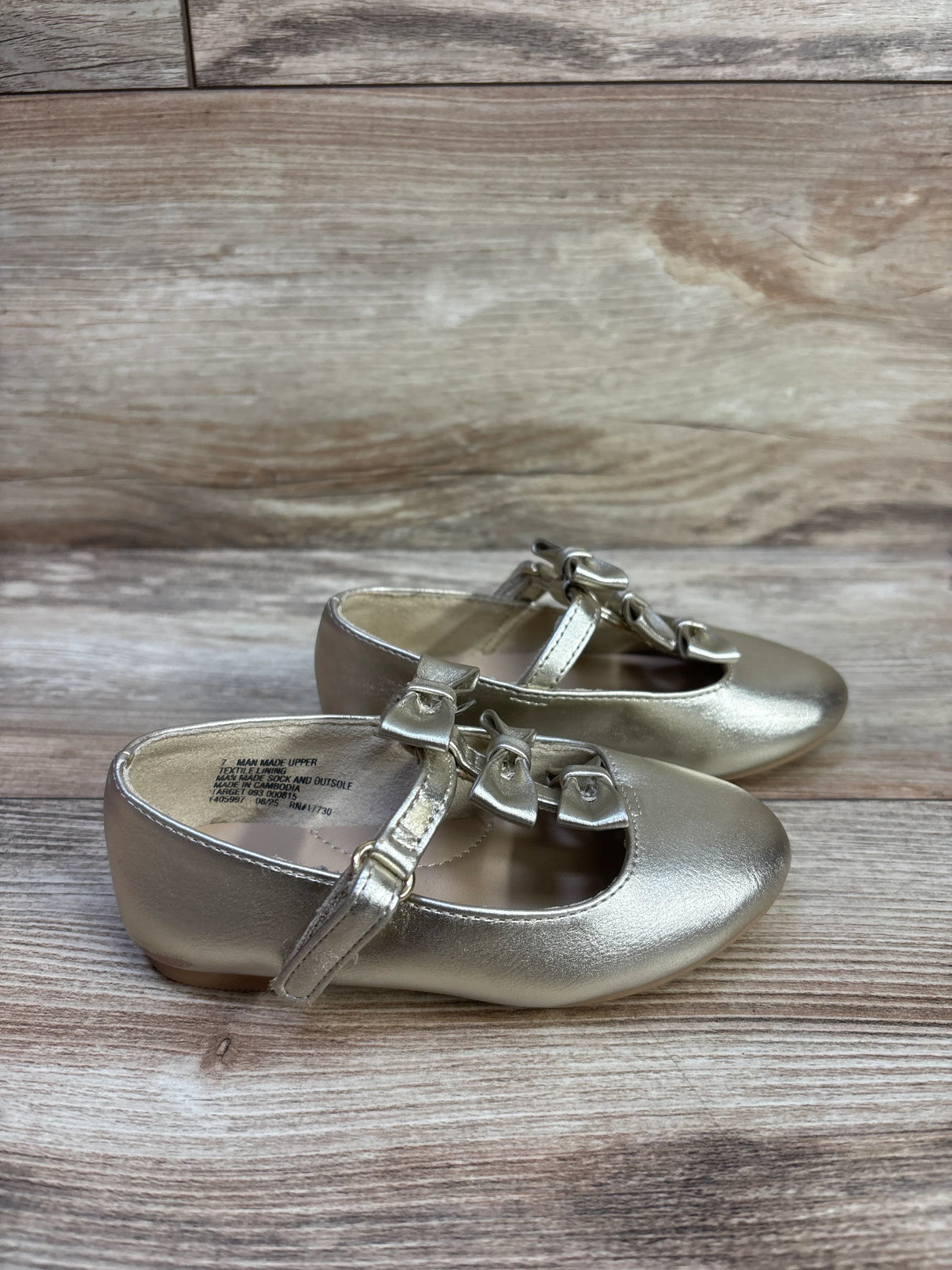 Cat & Jack Mary Jane Bow Ballet Flats Gold sz 7c