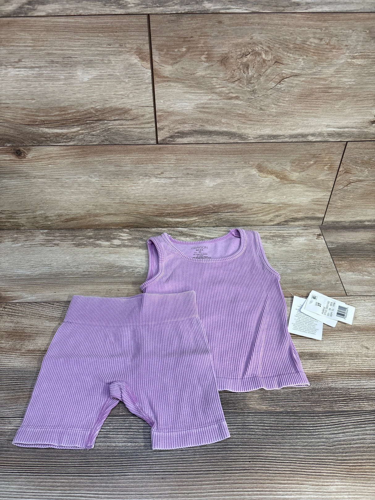 NEW Grayson Mini 2pc Ribbed Tank Top & Bike Shorts Set Lilac sz 2T