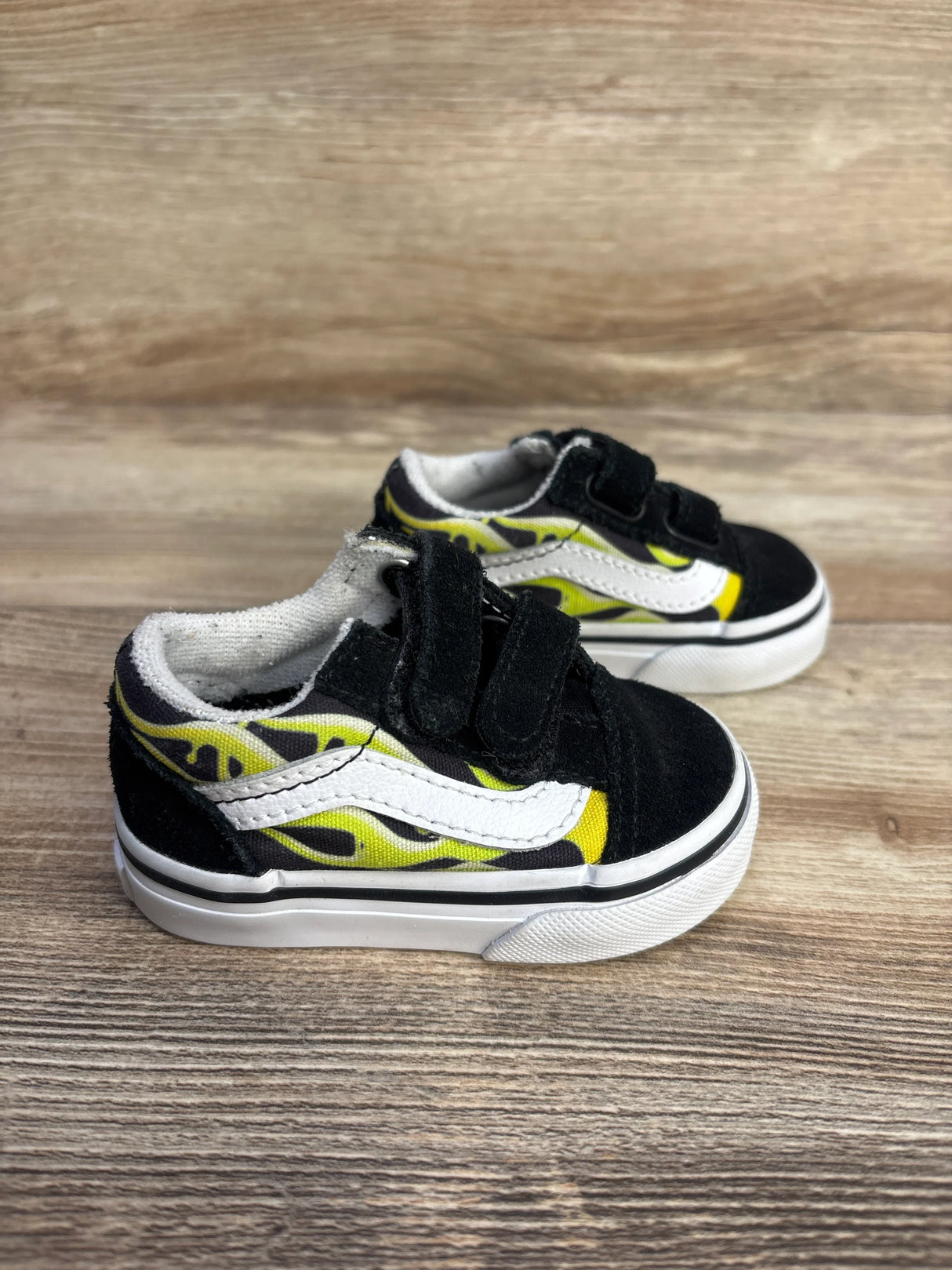Vans Flame Velcro Strap Sneakers Black sz 2.5 - Me n Mommy To Be