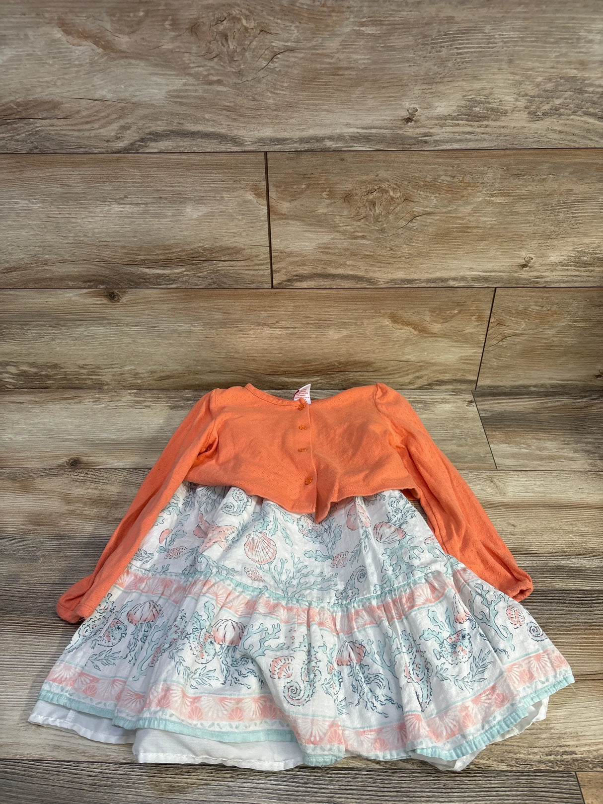 Tommy Bahama 2pc Sleeveless Sea Animal Dress & Knit Cardigan Coral sz 5T
