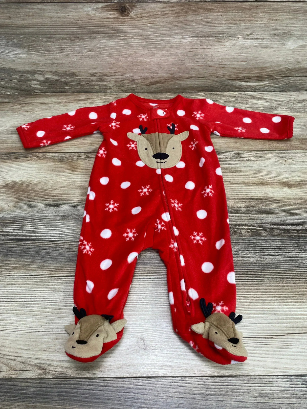 Just One You Polka Dot Reindeer Blanket Sleeper Red sz 3m - Me n Mommy To Be