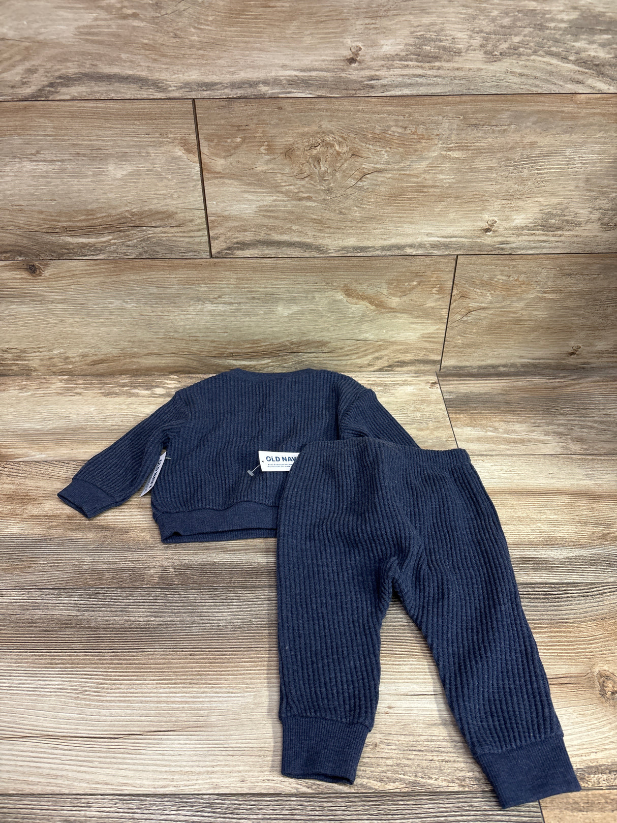 NEW Old Navy 2pc Waffle Knit Henley Top & Pants Set Navy sz 6-12m