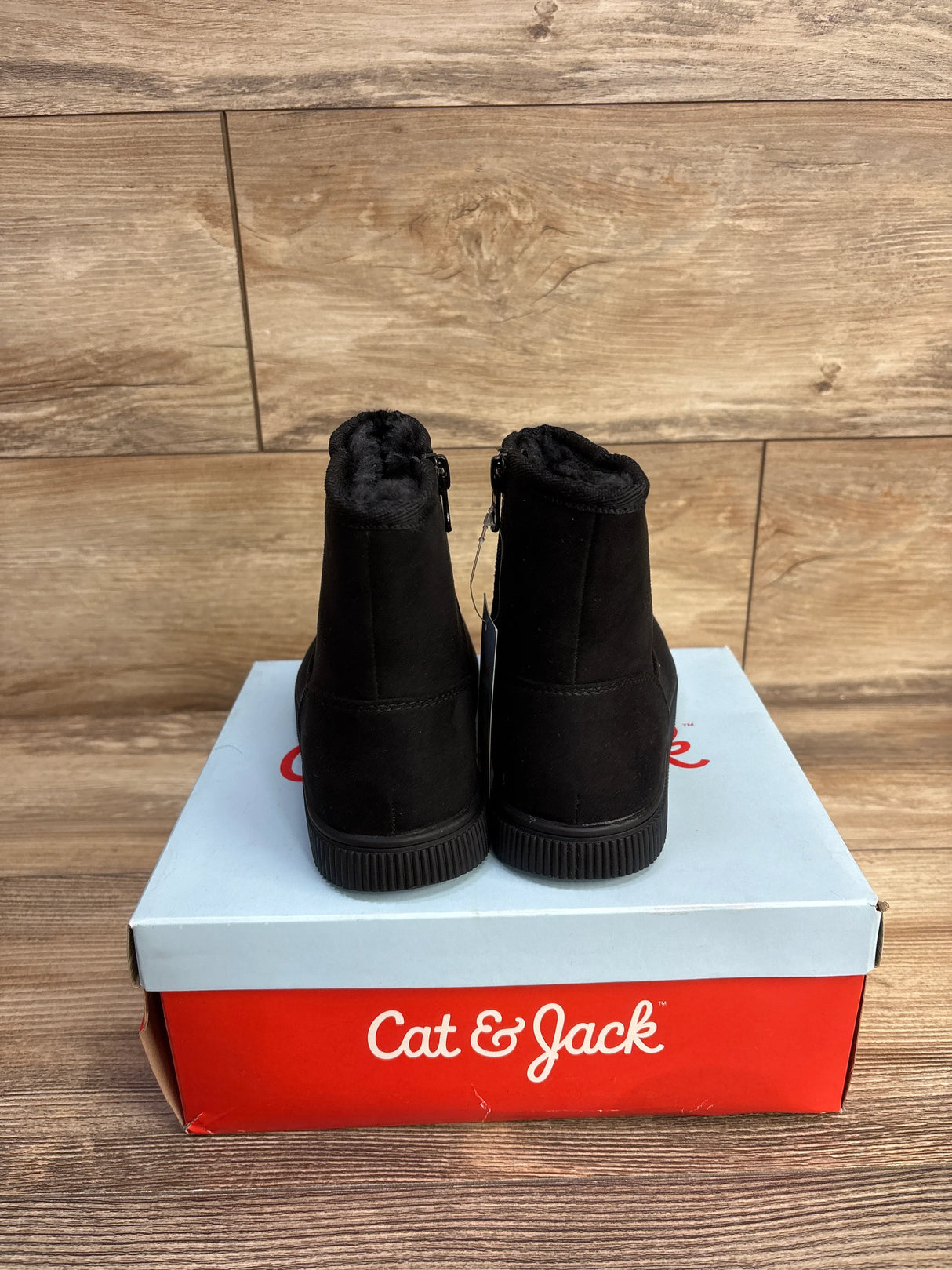 NEW Cat & Jack Holland Shearling Style Boots Black sz 1Y