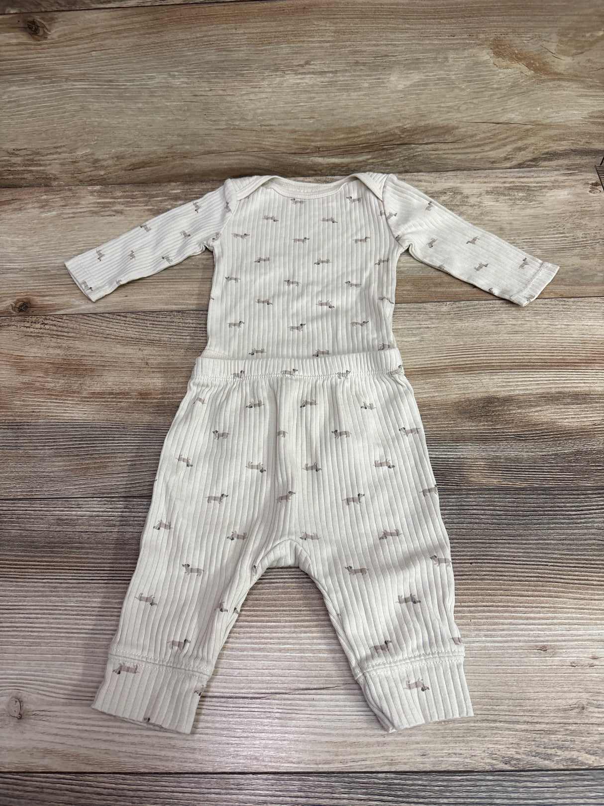 Cloud Island 2pc Ribbed Bodysuit & Pants Set Beige sz 0-3m