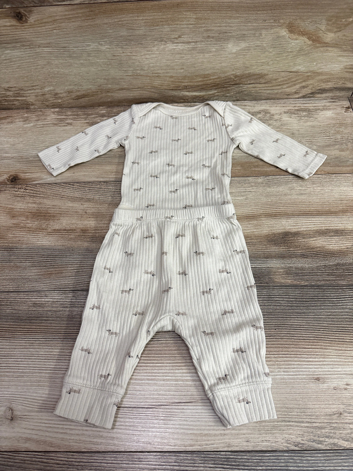 Cloud Island 2pc Ribbed Bodysuit & Pants Set Beige sz 0-3m
