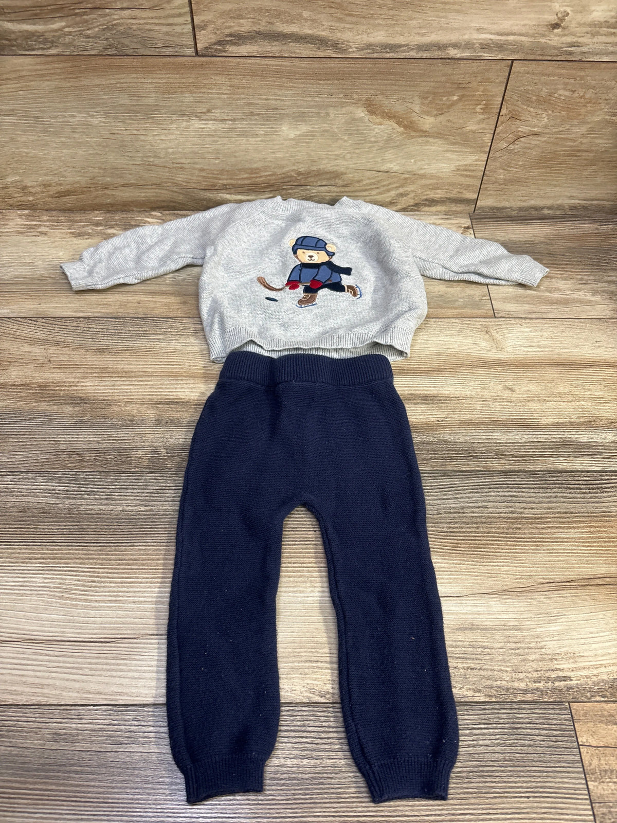 Little Me 2pc Knit Sweater & Pants Set Grey sz 6m