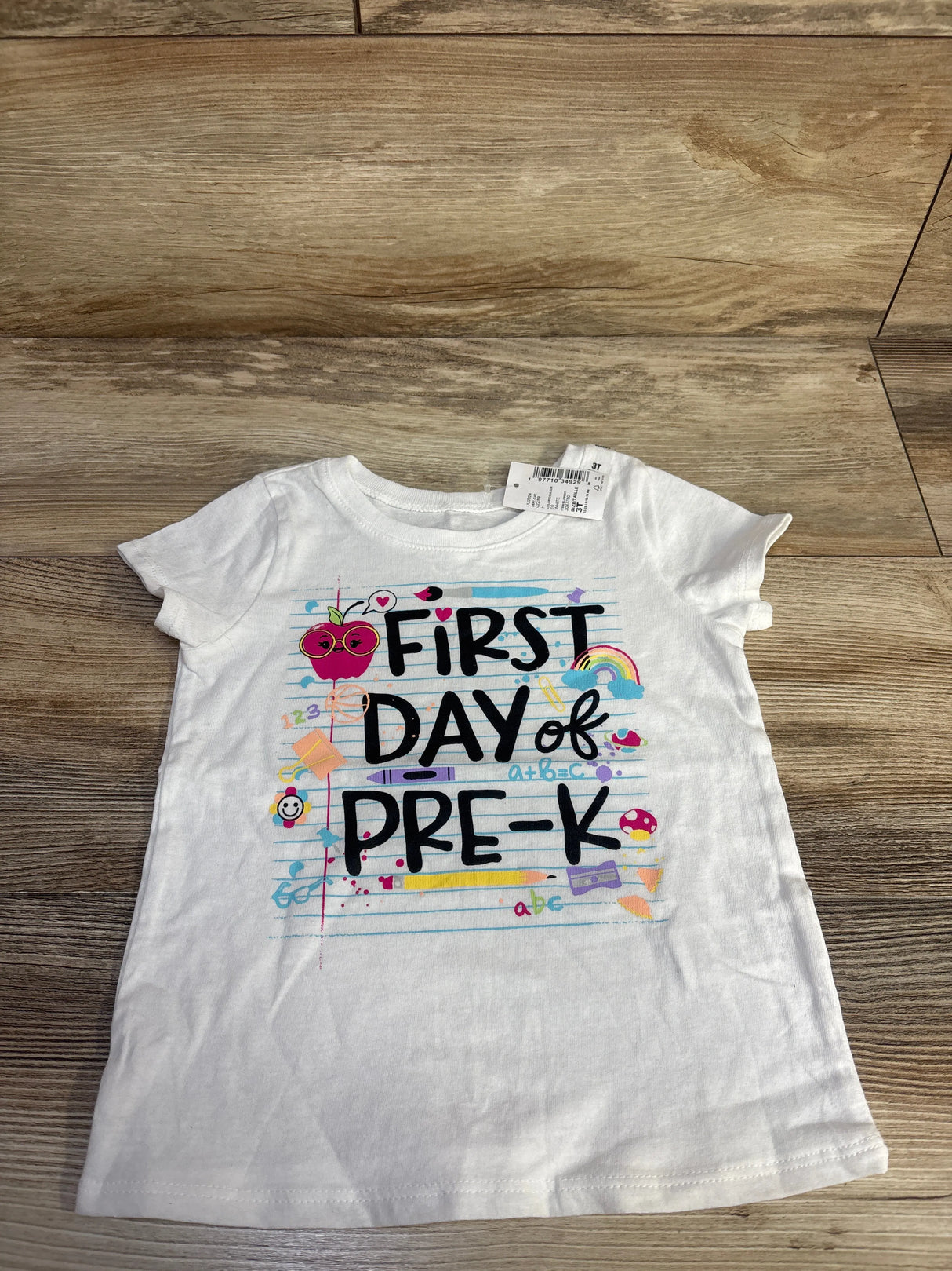 NEW Children's Place First Day Of Pre-K Shirt White sz 3T