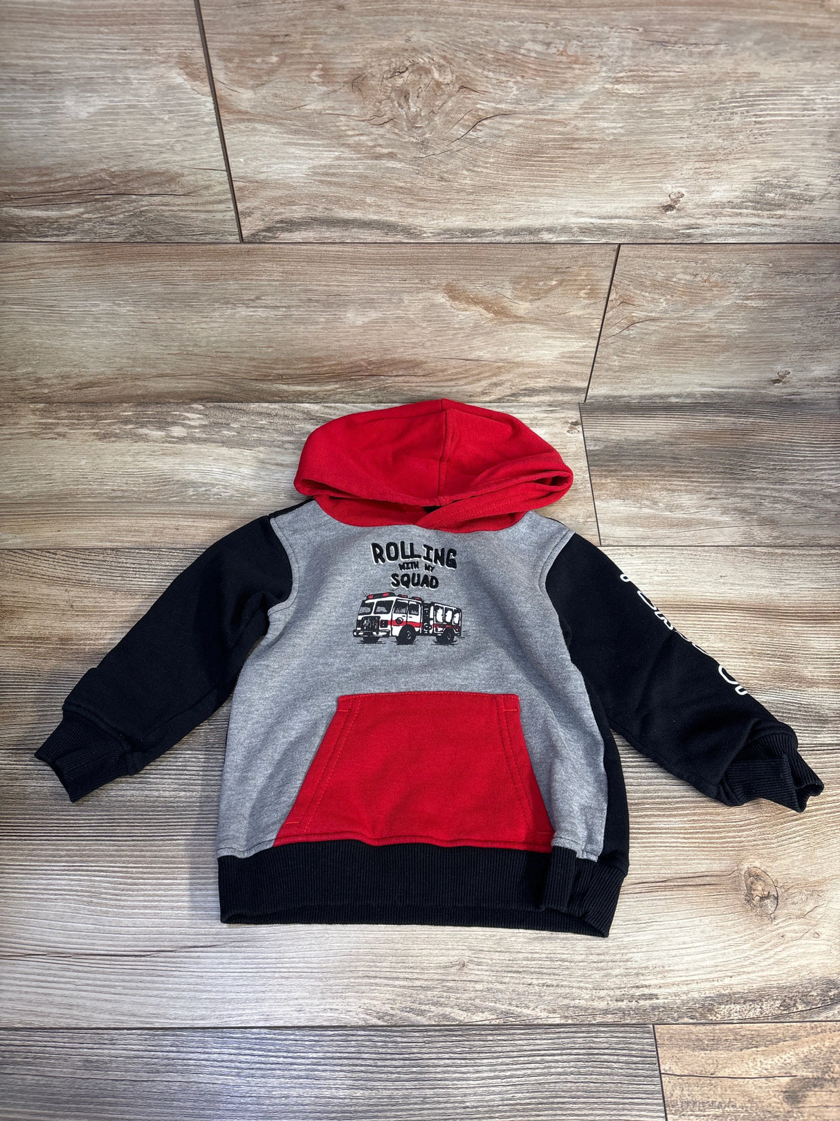 Kids Headquarters Firetruck Pull Over Hoodie Black sz 24m
