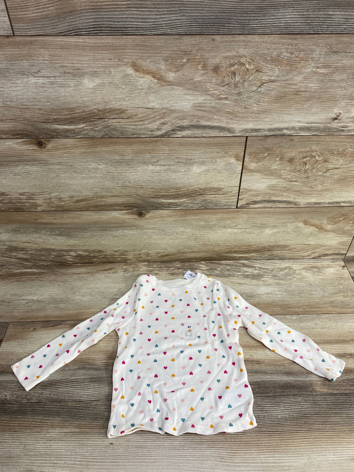 NEW Old Navy Heart Print Thermal Shirt White sz 3T
