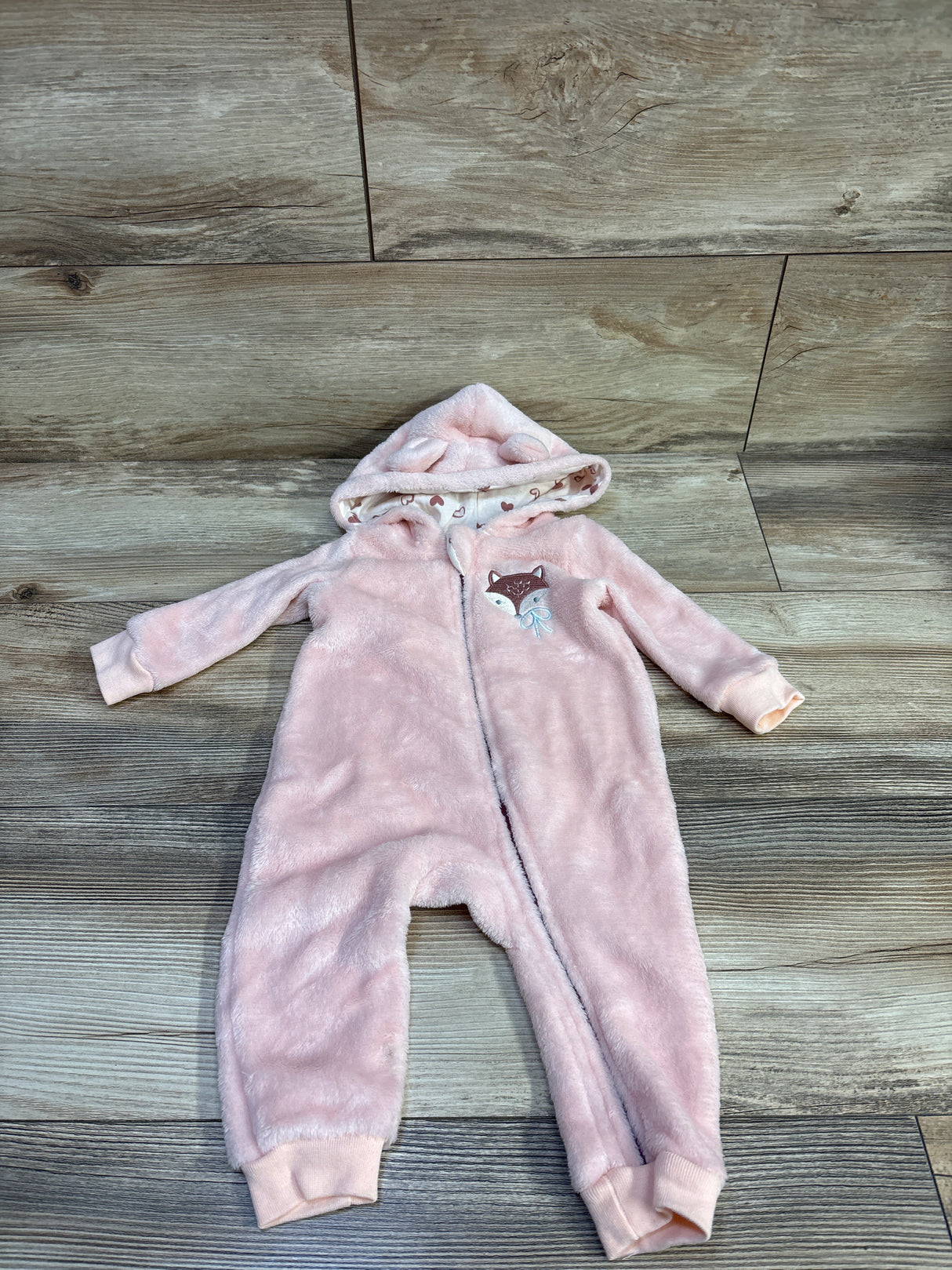 Tahari Plush Hooded Coverall Pink sz 3-6m
