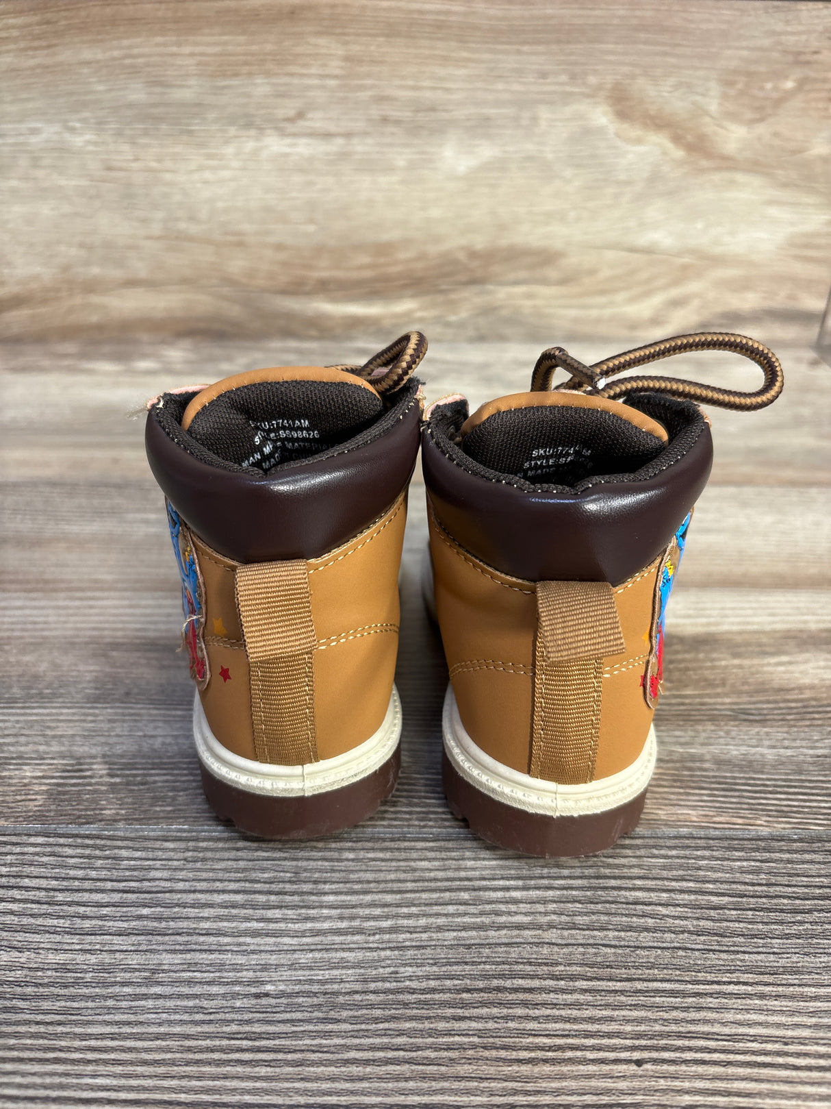 Sesame Street Elmo & Cookie Monster Lace-Up Boots Brown sz 6c