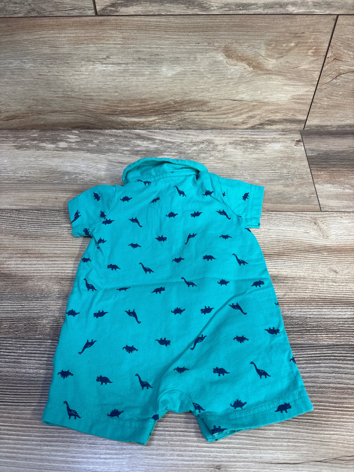 Simple Joys Dinosaur Polo Shortie Romper Teal sz 0-3m