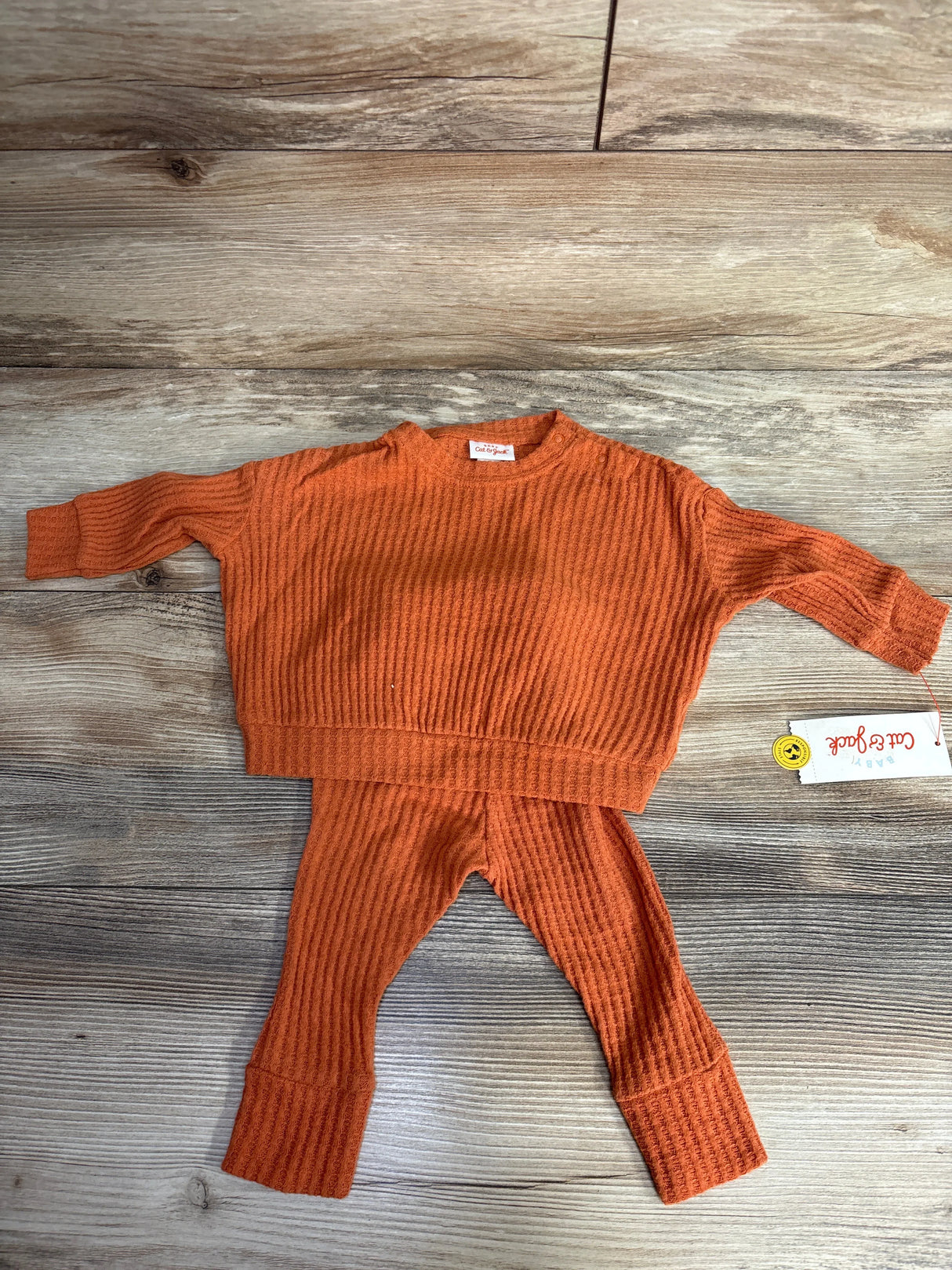 NEW Cat & Jack 2pc Waffle Knit Shirt & Pants Rust sz 3-6m