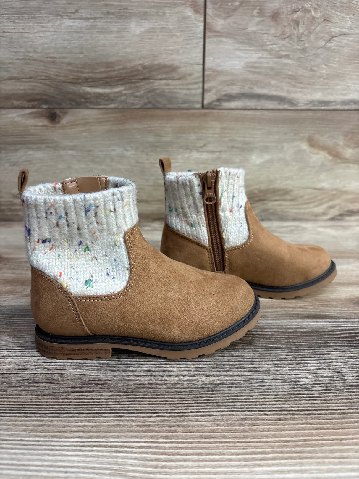 Cat & Jack Emmaline Knit Boots Cognac sz 9c