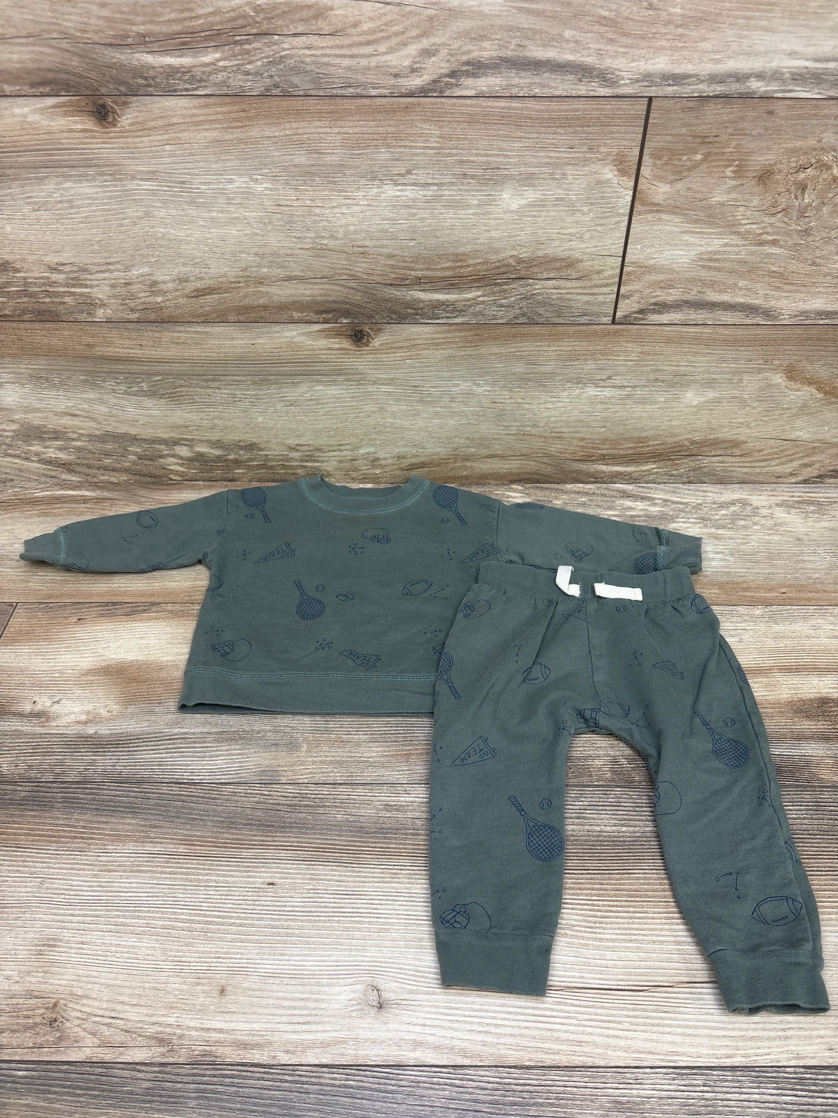 Just One You 2pc Pullover Football Sweatshirt & Pants Set Green sz 12m