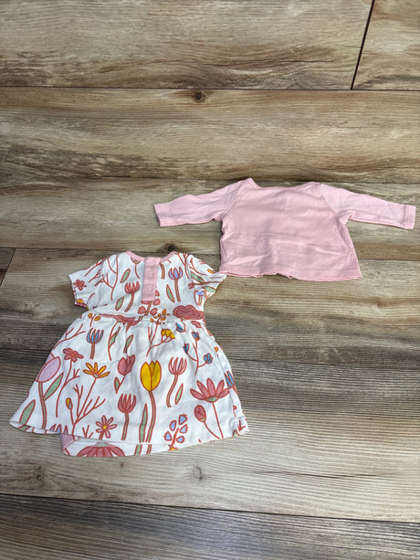 M+A by Monica + Andy 2pc Floral Bodysuit Dress & Cardigan Pink/White sz Newborn - Me n Mommy To Be