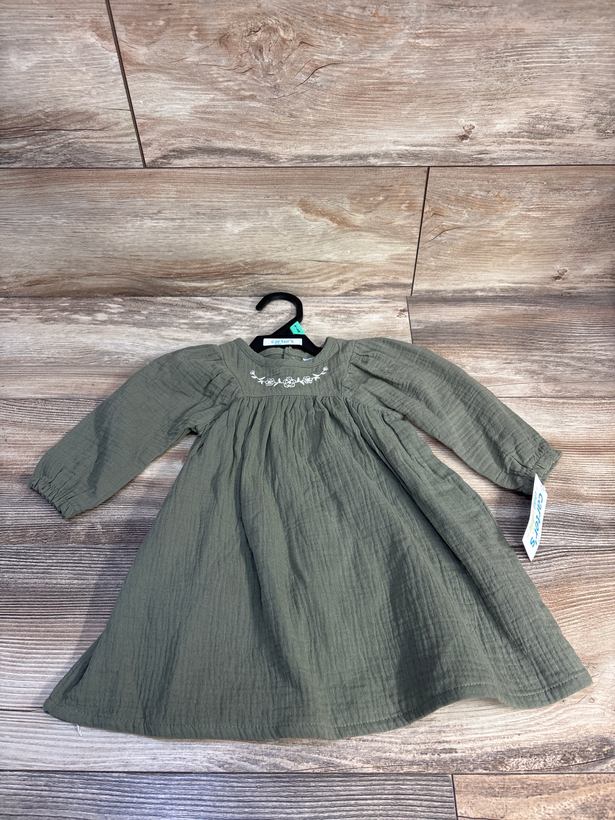 NEW Child Of Mine 2pc Gauze Long Sleeve Dress & Bloomers Set Green sz 6-9m