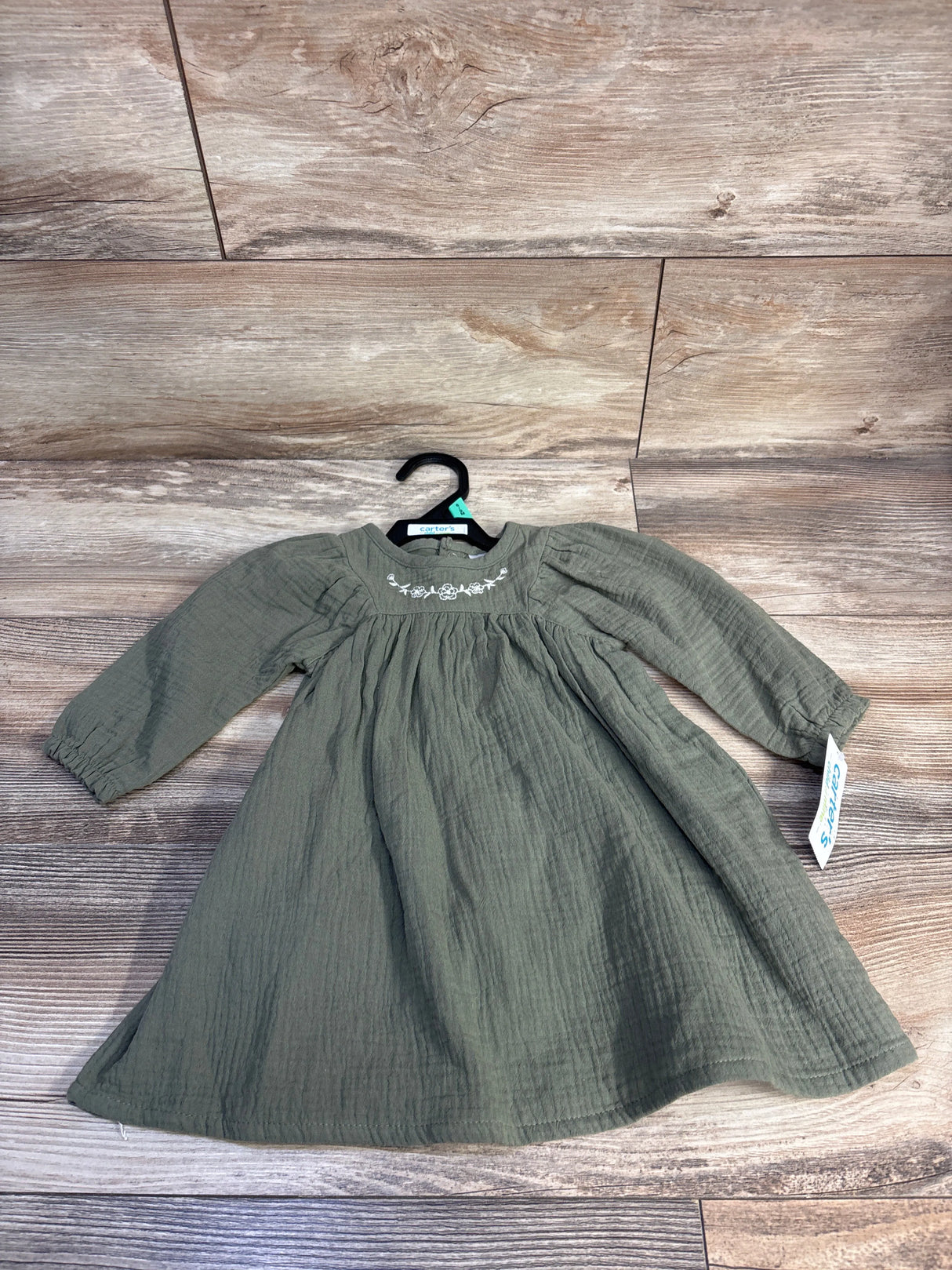 NEW Child Of Mine 2pc Gauze Long Sleeve Dress & Bloomers Set Green sz 6-9m