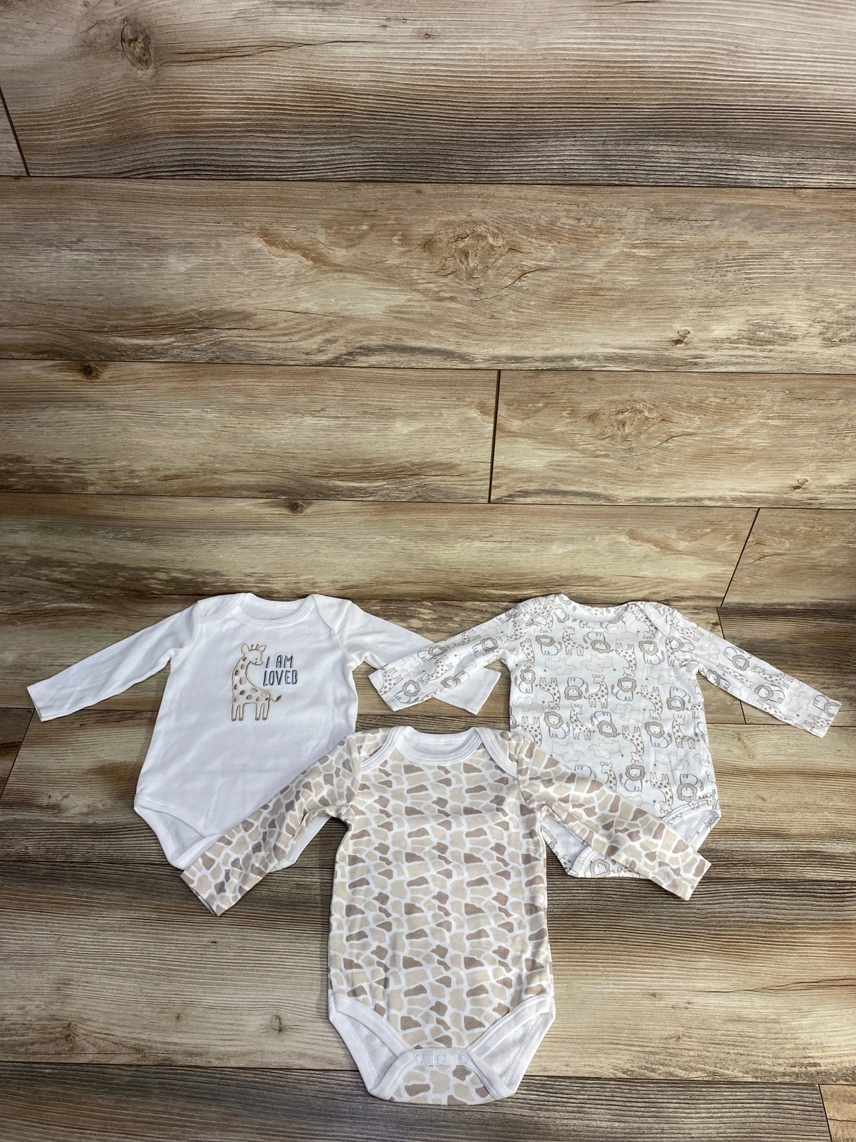 Little Loved 3pk Safari Animal Bodysuit Set White sz 6-9m