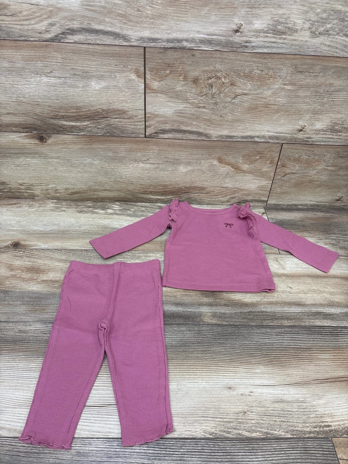 Just One You 2pc Waffle Knit Shirt & Pants Set Mauve sz 6m