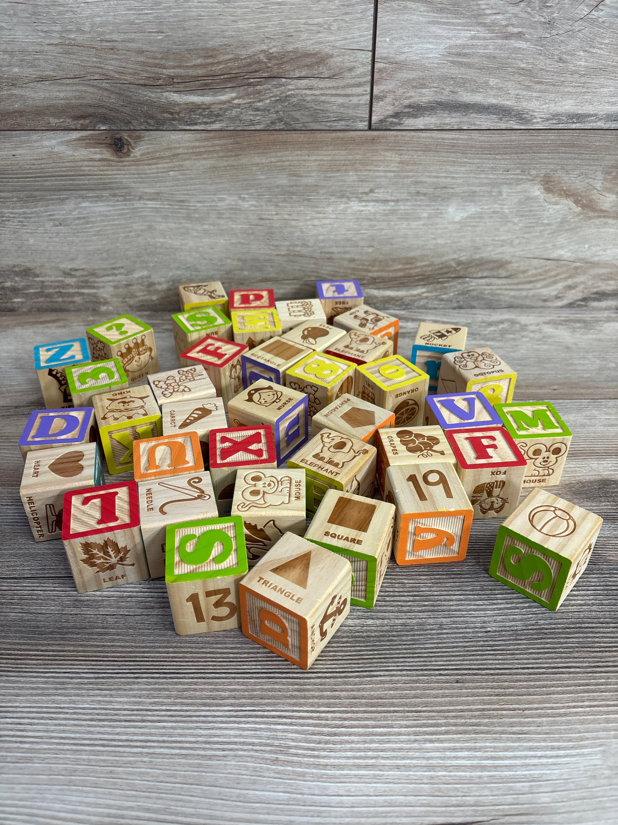 Wooden Alphabet Number Blocks 40pk